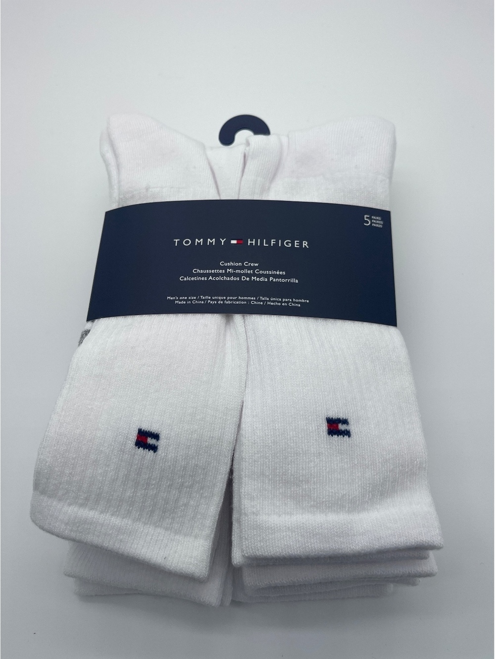 Tommy Hilfiger Cushion Crew Socks 5 Pairs White Men's Size One Size